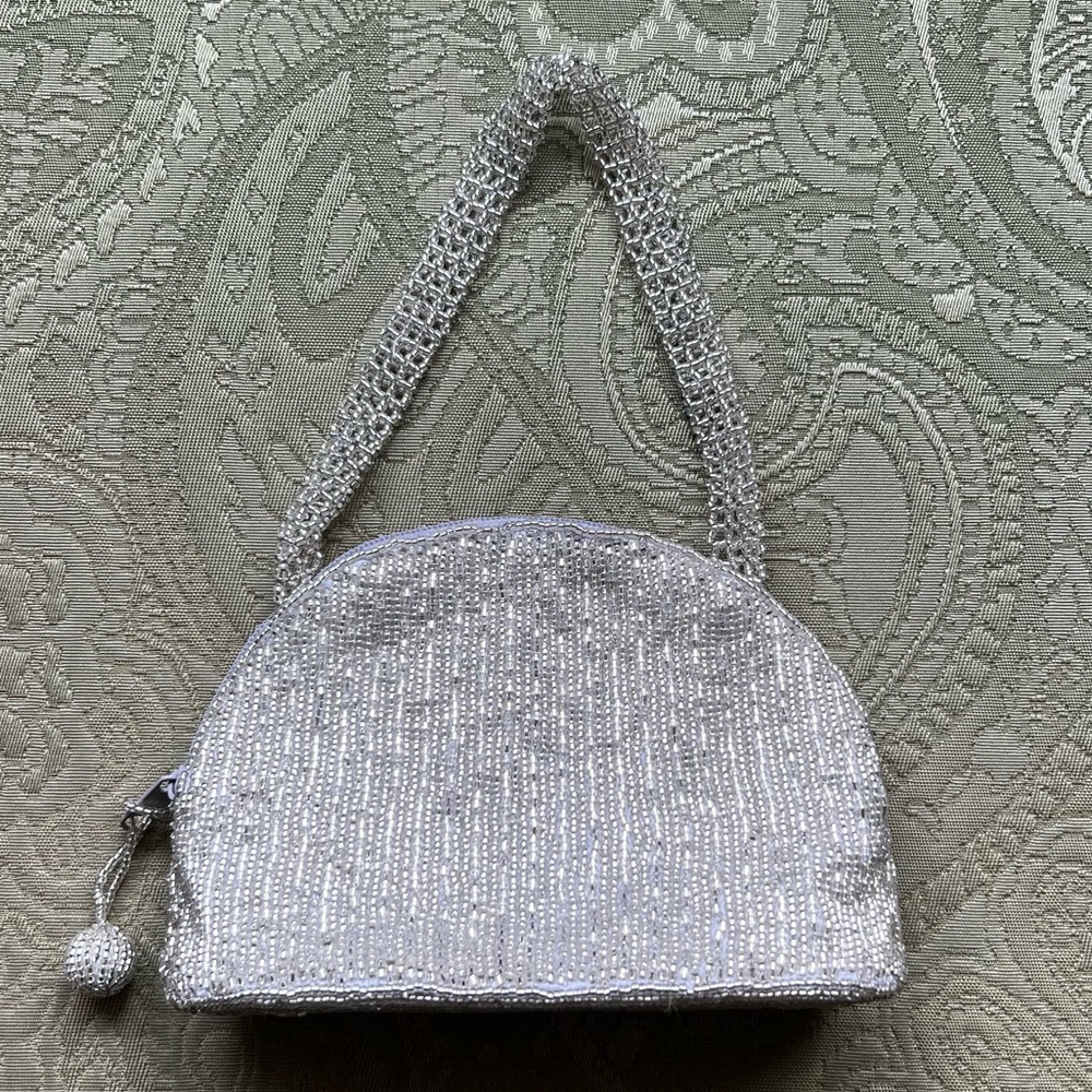 Caché Silver Beaded Purse